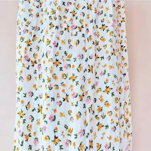 Reborn J White Pink & Yellow Floral Print Pleated Dress. Size 1X