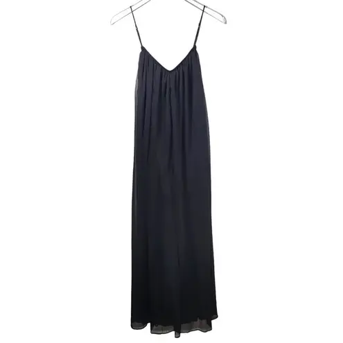 NWT Choosy Talkhouse Chiffon Wide Leg Plunging Lower Back Jumpsuit in Black