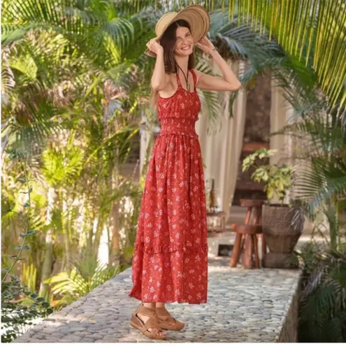 Sundance Artful Ari 100% Cotton Floral Maxi Dress in Large