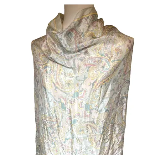 Vintage Pastel Paisley Scarf 27" Square Satin Acetate DUROTEST Mod Neck Wrap Green