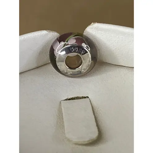 Gnoce 925 Sterling Silver Pink Floral Glass Bead For Charm Bracelet Gift New