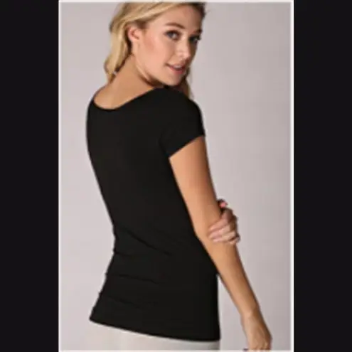NIKIBIKI New Black Cap Sleeve Scoop Neck Soft and Stretchy Top
