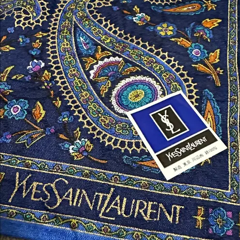 Yves Saint Laurent Royal Blue Paisley Handkerchief