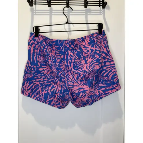Lilly Pulitzer  Callahan Shorts Size 10 Pink Blue Rolling In Grass Zebra Print - Image 3