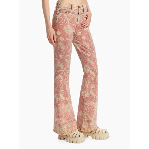 MOTHER Flared Jeans Women's Printed Bootcut Denim Orange Pink Pattern Size 27
