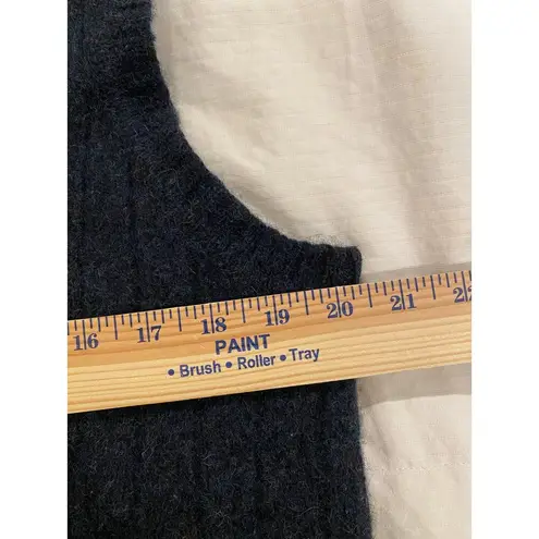 Club Room 100% Pure Wool Striped Button Front Sweater Vest Black Women's Large