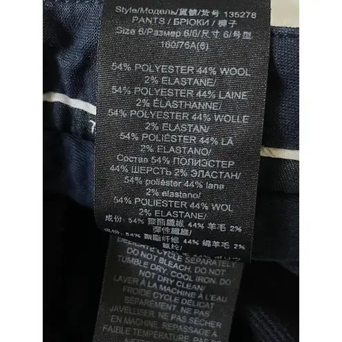 Tory Burch  Navy Wool Blend Straight Leg Trousers Pants