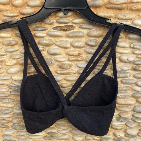 Chaser  Heather Charcoal Gray Criss Cross Strappy Bralette Size Medium. Soft NWT