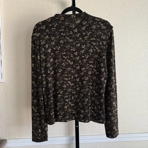 Vintage Metallic Evening Cardigan Black Gold Womens 12 Open Front Holiday Layer