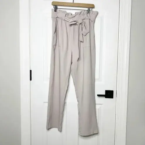 Grace Karin Womens Size XL Blush Paperbag Waist Pants Tie Belt Office Workwear - Image 2