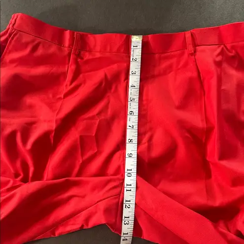 Women’s Red 2 Piece Formal Tuxedo Suit Satin Peak Lapel Dbl Breasted L **READ Size L