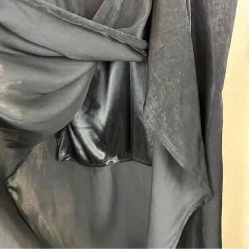 Missguided Black Faux Wrap Deep V-Neck Maxi Dress 2 Goth Witchy Vamp