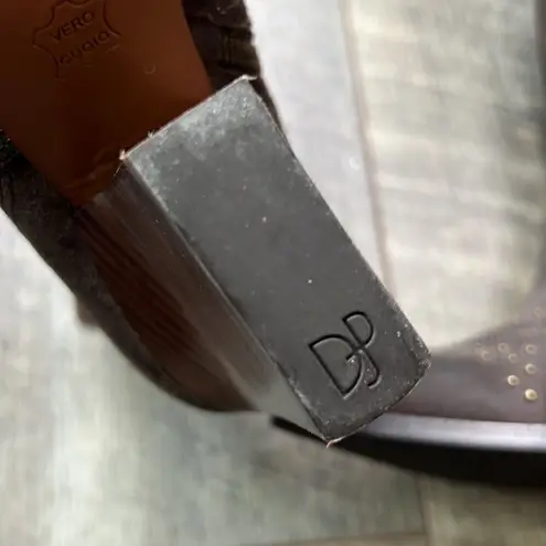 DONALD J. PLINER Vegas Brown Leather Studded Heeled Boots Size 7