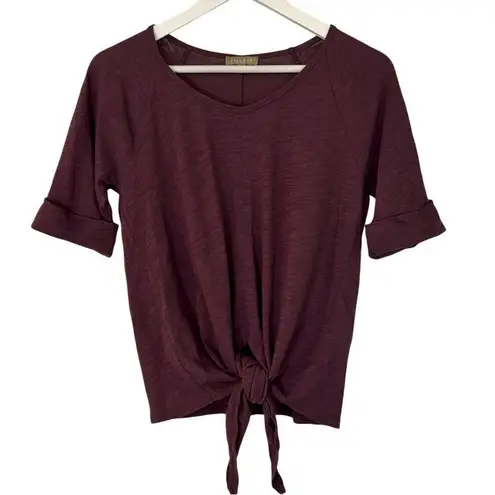 Lilla P purple cotton short sleeve tie detail shirt Small Purple