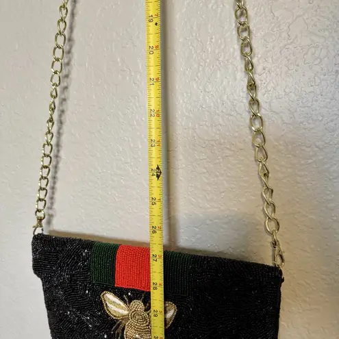 Pria Handcrafted Bee Envelope Black Clutch NWOT Beaded Wallet