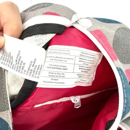 KAVU Rope Sling Bag Polka Dot Gray Pink Teal Shoulder Backpack Purse 0100460