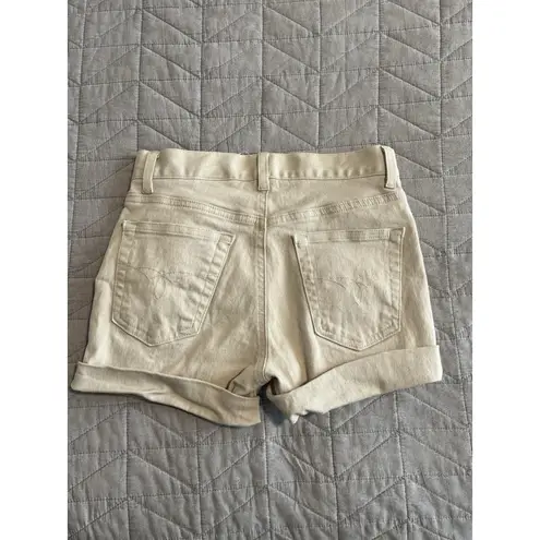 Paris Blues Shorts Womens Juniors Size 1 Beige Denim Rolled Cuff Stretch Vintage