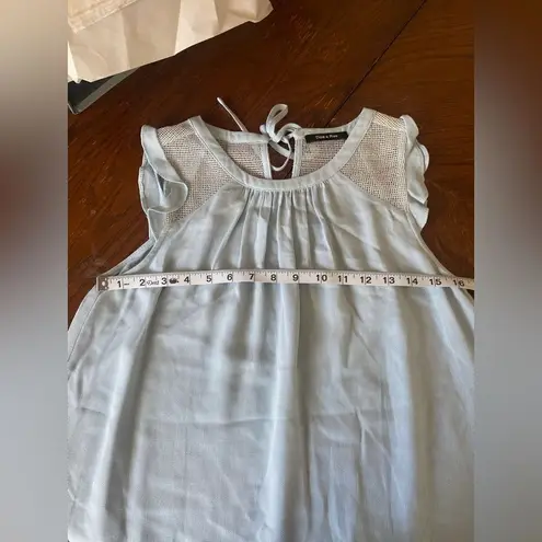 Doe & Rae light blue top with mesh and ruffle details