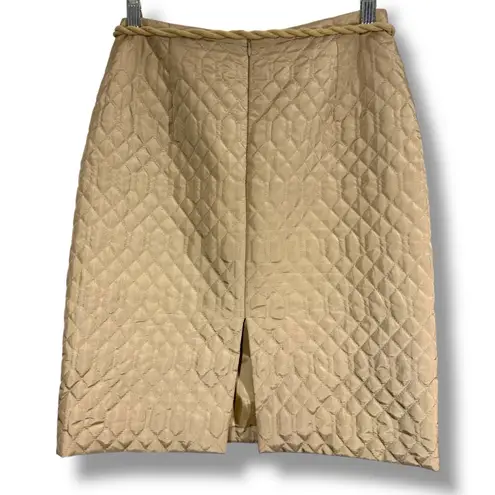 Strenesse Gabriele Strehle Quilted Rope Belt Skirt Tan Size 6