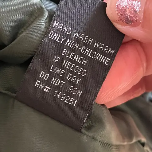 Baccini Women's Olive Green Vegan Leather Moto Jacket Zip Size Medium NWT