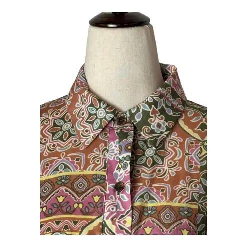 Dress Forum Dress Women Small Green Floral Paisley Elaina Button Down Shirt Mini