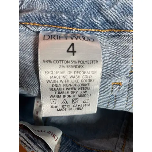 Driftwood Taylor Embroidered Jeans Light Wash High Rise Size 4 BOHO COQUETTE