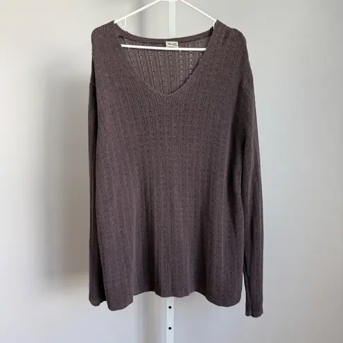 CP Shades Brown Knit V Neck Long Sleeve Sweater sz M Resort Costal