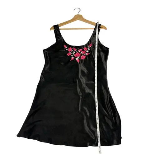 Y2K Bali Studio Slip Dress & Robe Womens Large Black Rose Embroidered Whimsigoth