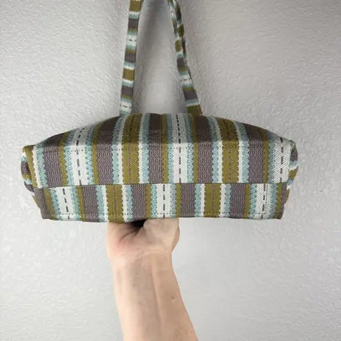 Maruca Womens Striped Tapestry Fabric Shoulder Tote Bag Purse Outside Pockets