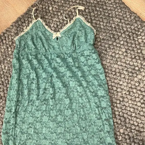 Steve Vintage Teal Lace Slip Dress Size Medium Green