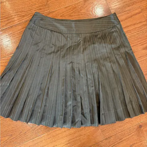 Doncaster Pleated Pinstripe Skirt — Size 12 - Brown Preppy Office Academia Fit