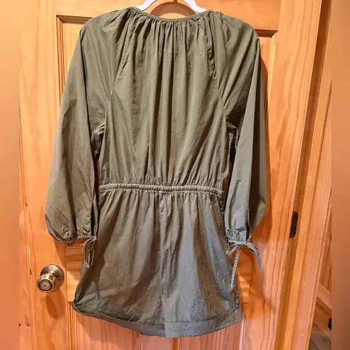 J.Crew  Cotton poplin tie-sleeve button-front romper women’s M - Image 2