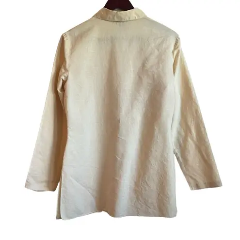 Barami Linen Cotton Women Top L Yellow Button Up Coastal Chic Office Travel Yellow Size L