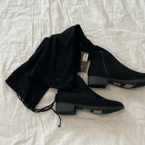 Forever 21 NWT  Faux Suede Over the Knee Boots Black Size 8