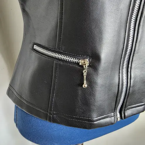 Star City Clothing Faux Black Leather Zipper Vest