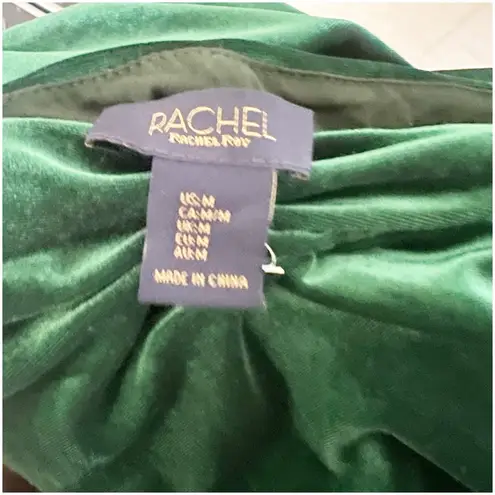 Rachel Roy Green Velvet Puff Sleeve Blouse Size Medium Sweetheart Neckline