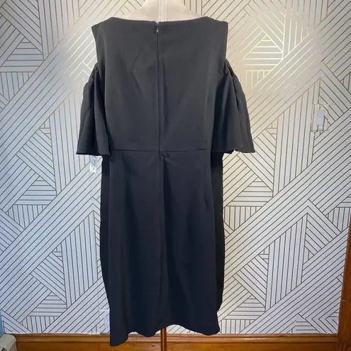 Eliza J Black Cold Shoulder Ruffle Cocktail Dress