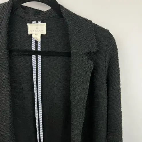 Caslon Black Textured Knit Blazer Cardigan Jacket Petite S Open Front