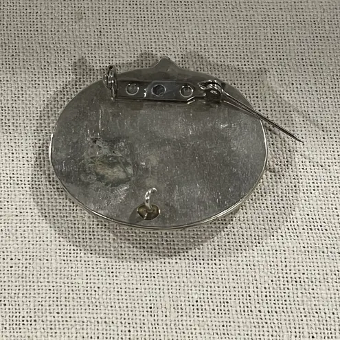 VTG Silver Tone Mother Of Pearl Brooch Pin With Hook Wedding Party Anniversary White