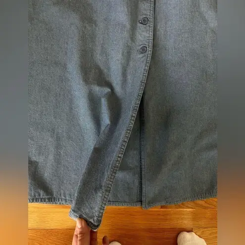 Vtg Y2K Denim Midi Skirt size Large Button Front Pockets Long Slit 90’s … Blue