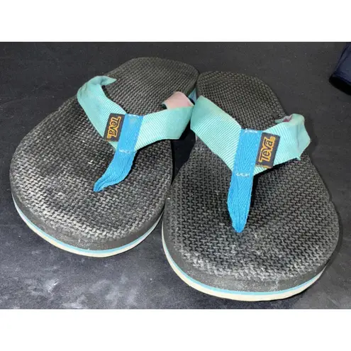 Teva Outdoor Casual Foam Flip Flops Blue Thong Sandal Shoe Beach Womens Size 8