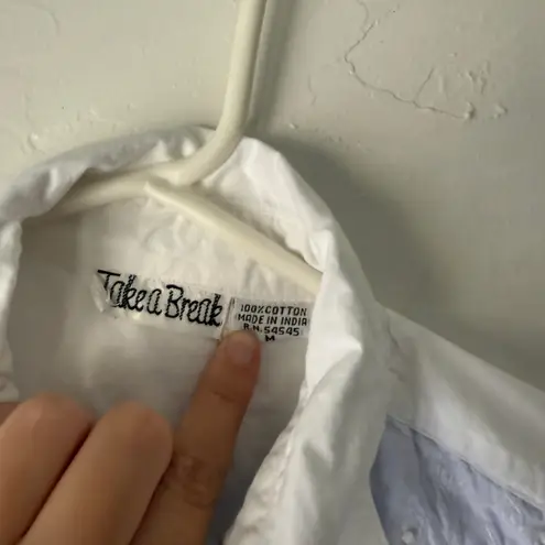 Vintage Take a Break Western Shirt M White Eyelet Embroidered Yoke Lace Detail Size M