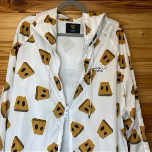 Dangerous people bag head windbreaker zip up jacket large White