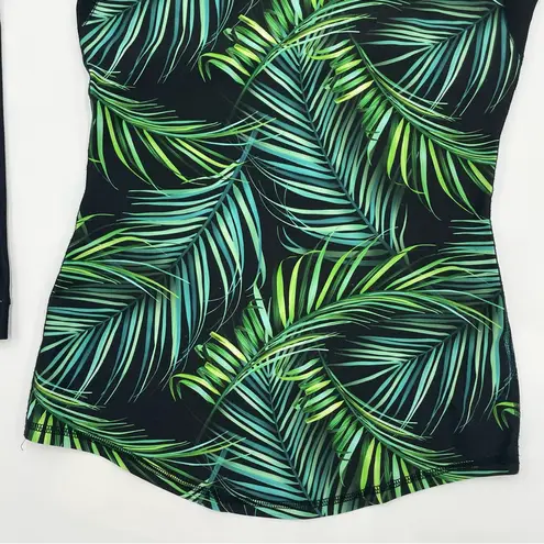 BlackStrap Workout Set Legging Top Long Sleeve Women Black Tropical Palm Small