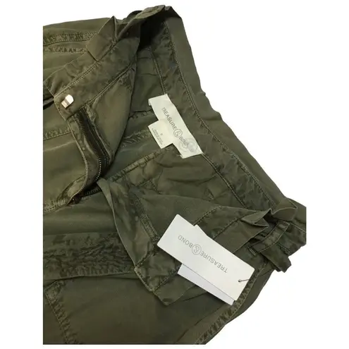 Treasure & Bond New Pants Womens Size 6 Paper Bag Waist Cuffed Olive Green