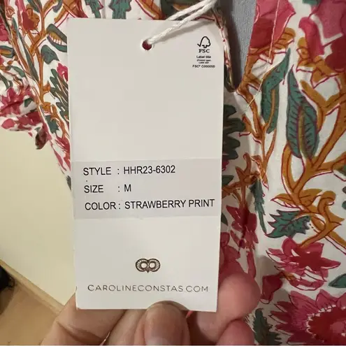 Caroline Constas New York Pink floral Strawberry mini shift swing dress NEW M Size M