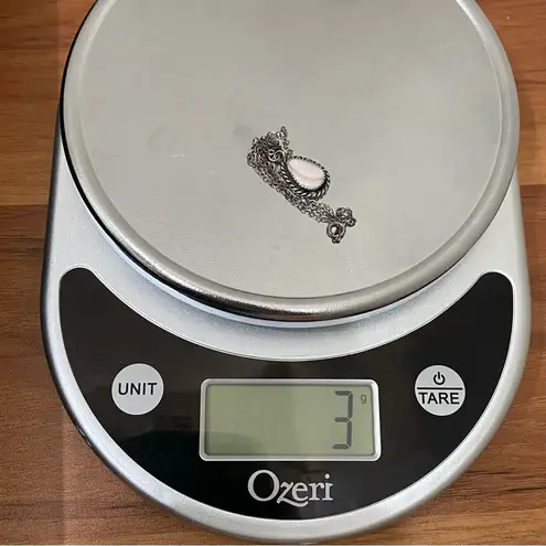 Vintage Native American Sterling Silver Mother Of Pearl Teardrop Pendant Necklac