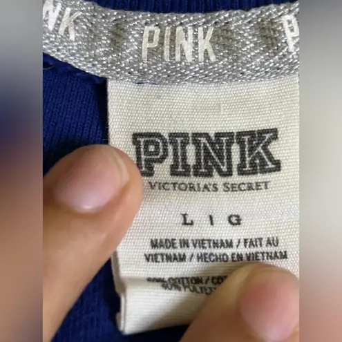 Victoria's Secret VS PINK Pink Size L pullover sweatshirt Dog Logo Big Spell Out Navy Blue