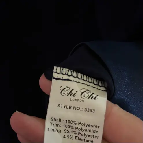 Chi Chi London Chi Chi Sequin Evening Gown Sweetheart Convertible Chiffon dress navy blue 8