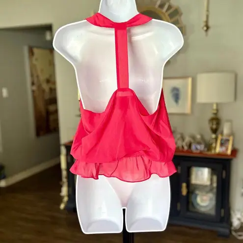 Rory Beca Brand Dark Pink Plunge Neckline Backless w/Embroidered Pattern